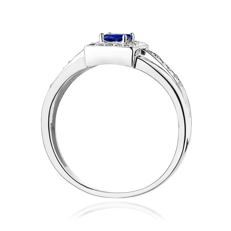 Inel Aur 9K cu Safir 0.20 ct si Diamante Naturale 0.14 ct, imaginea 11 din 12