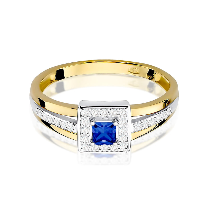 Inel Aur 9K cu Safir 0.20 ct si Diamante Naturale 0.14 ct, imaginea 2 din 12