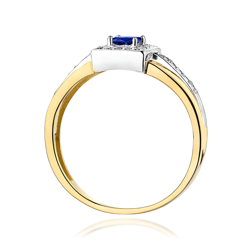 Inel Aur 9K cu Safir 0.20 ct si Diamante Naturale 0.14 ct, imaginea 3 din 12