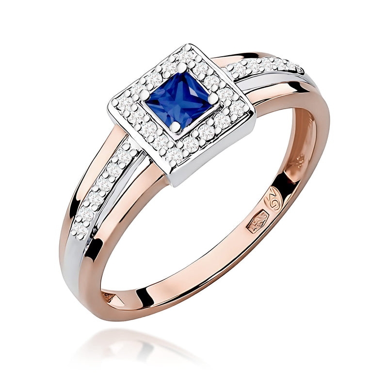 Inel Aur 9K cu Safir 0.20 ct si Diamante Naturale 0.14 ct, imaginea 5 din 12