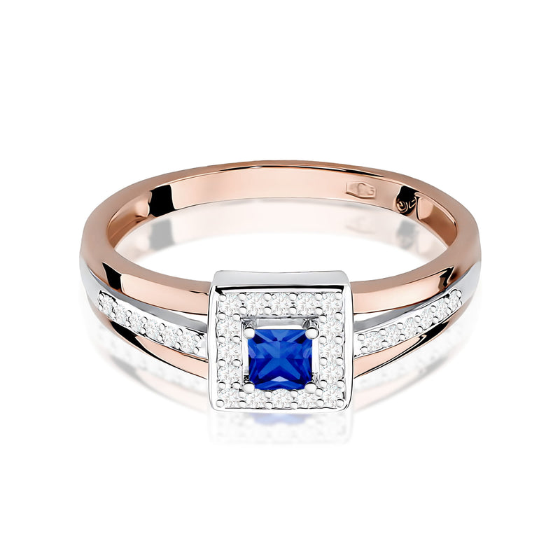 Inel Aur 9K cu Safir 0.20 ct si Diamante Naturale 0.14 ct, imaginea 6 din 12