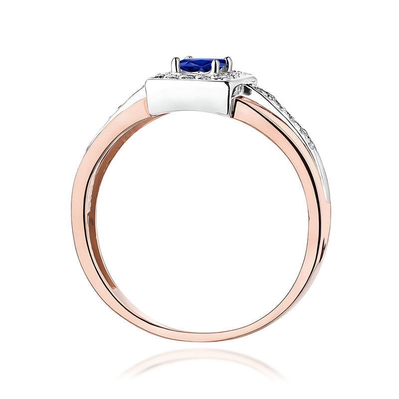 Inel Aur 9K cu Safir 0.20 ct si Diamante Naturale 0.14 ct, imaginea 7 din 12