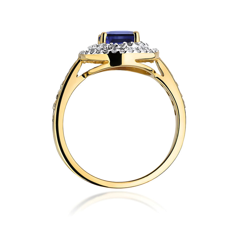 Inel Aur 9K cu Safir 1.00 ct si Diamante Naturale 0.37 ct, imaginea 3 din 8