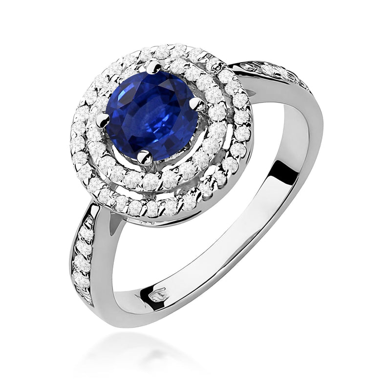 Inel Aur 9K cu Safir 1.00 ct si Diamante Naturale 0.37 ct, imaginea 5 din 8
