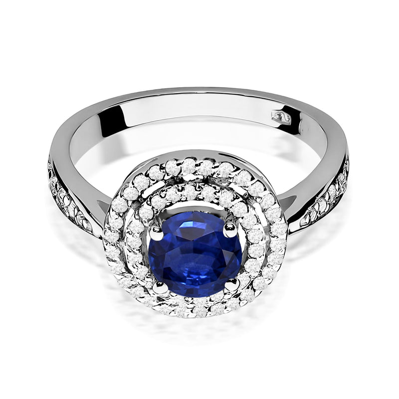 Inel Aur 9K cu Safir 1.00 ct si Diamante Naturale 0.37 ct, imaginea 6 din 8