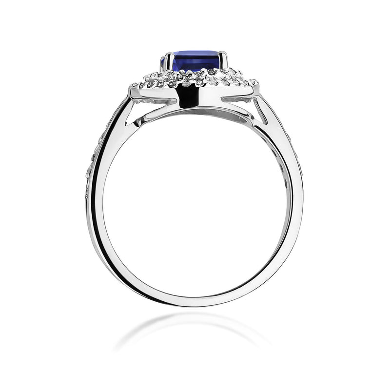 Inel Aur 9K cu Safir 1.00 ct si Diamante Naturale 0.37 ct, imaginea 7 din 8