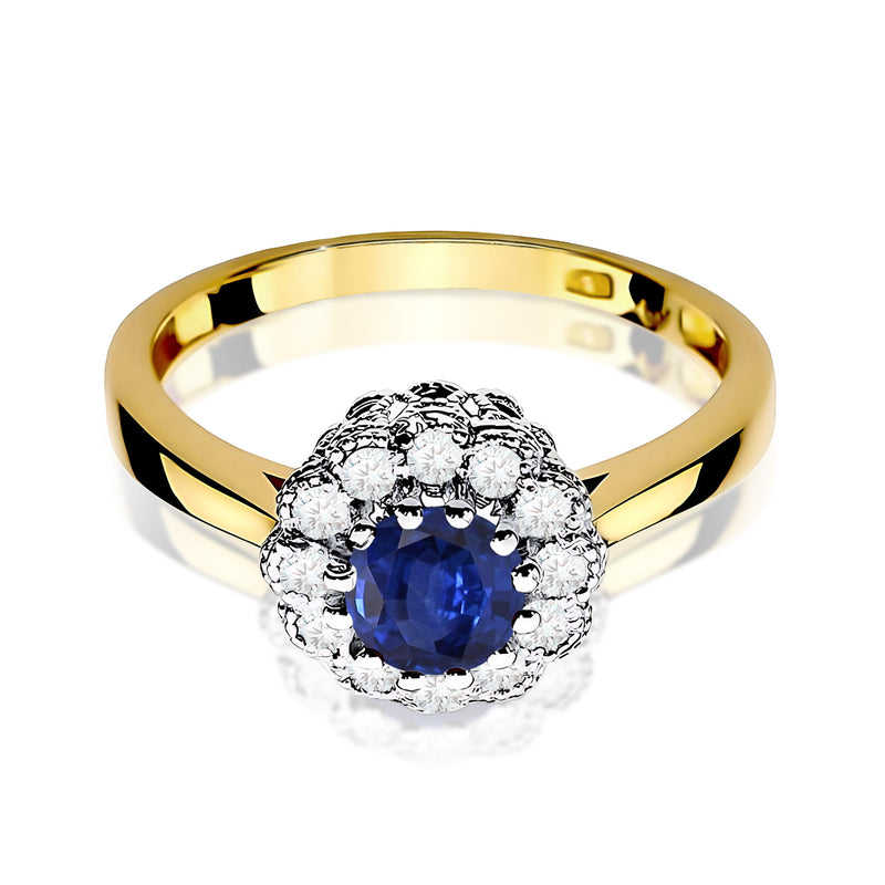 Inel Aur 9K cu Safir 0.50 ct si Diamante Naturale 0.17 ct, imaginea 2 din 8