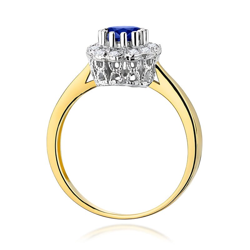 Inel Aur 9K cu Safir 0.50 ct si Diamante Naturale 0.17 ct, imaginea 3 din 8