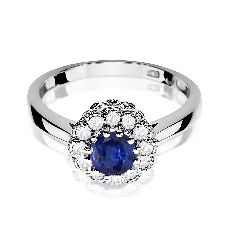 Inel Aur 9K cu Safir 0.50 ct si Diamante Naturale 0.17 ct, imaginea 6 din 8