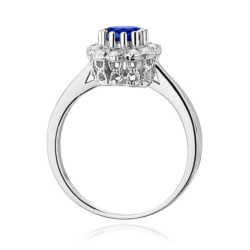 Inel Aur 9K cu Safir 0.50 ct si Diamante Naturale 0.17 ct, imaginea 7 din 8