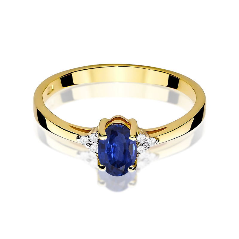 Inel Aur 9K cu Safir 0.70 ct si Diamante Naturale 0.05 ct, imaginea 2 din 8