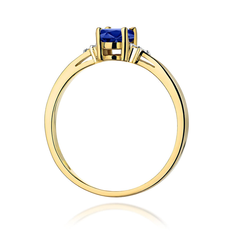 Inel Aur 9K cu Safir 0.70 ct si Diamante Naturale 0.05 ct, imaginea 3 din 8