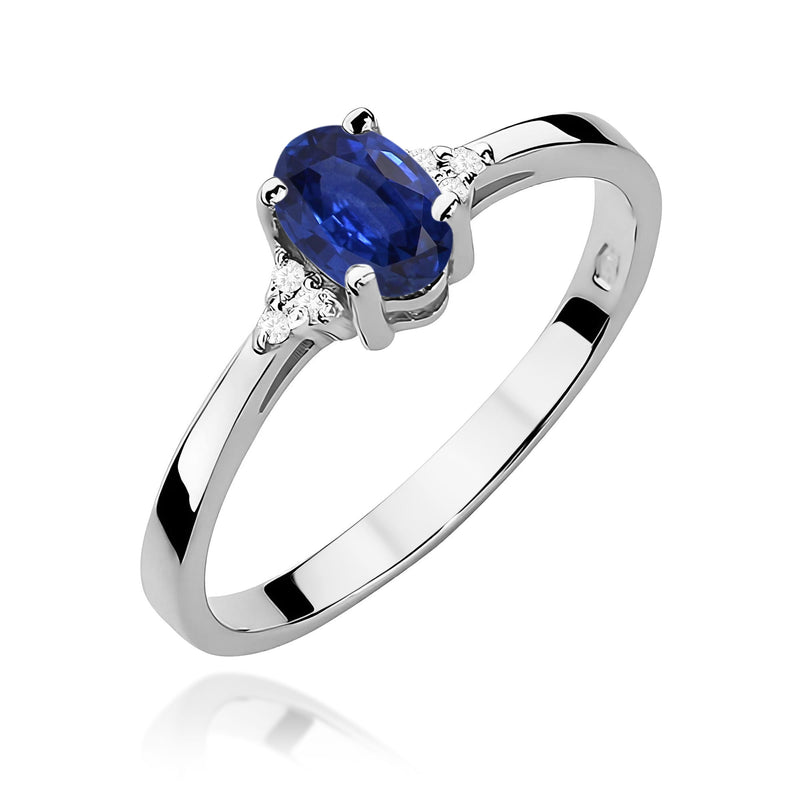 Inel Aur 9K cu Safir 0.70 ct si Diamante Naturale 0.05 ct, imaginea 5 din 8