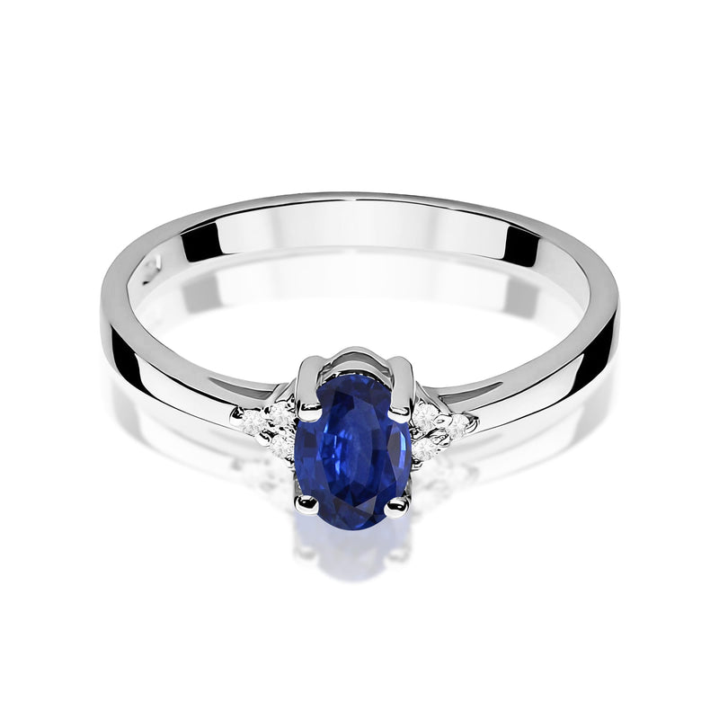 Inel Aur 9K cu Safir 0.70 ct si Diamante Naturale 0.05 ct, imaginea 6 din 8