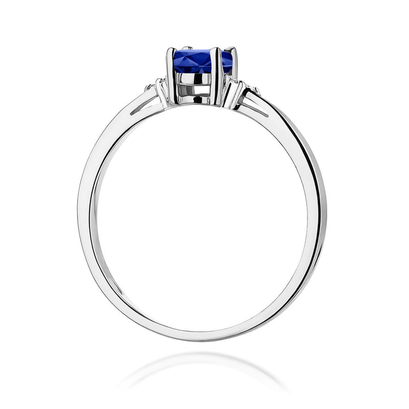Inel Aur 9K cu Safir 0.70 ct si Diamante Naturale 0.05 ct, imaginea 7 din 8