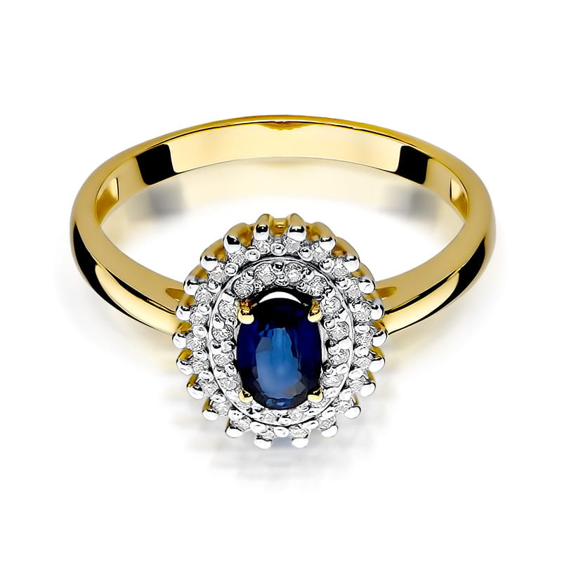 Inel Aur 9K cu Safir 0.70 ct si Diamante Naturale 0.20 ct, imaginea 2 din 10