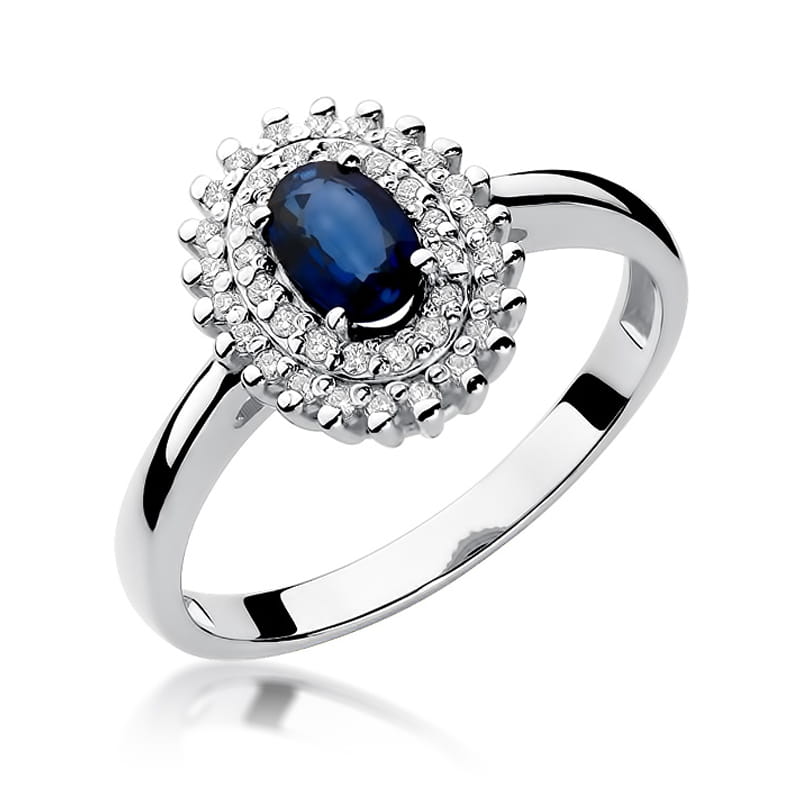 Inel Aur 9K cu Safir 0.70 ct si Diamante Naturale 0.20 ct, imaginea 8 din 10