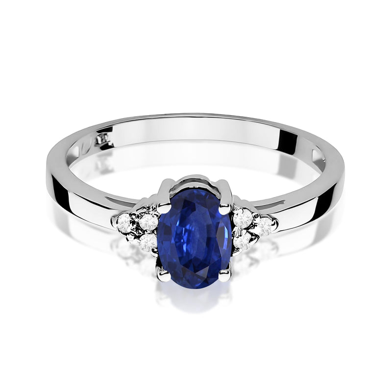 Inel Aur 9K cu Safir 0.90 ct si Diamante Naturale 0.05 ct, imaginea 6 din 8