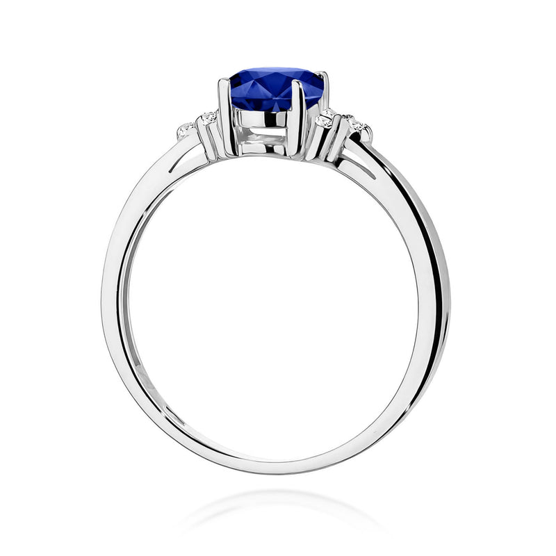 Inel Aur 9K cu Safir 0.90 ct si Diamante Naturale 0.05 ct, imaginea 7 din 8