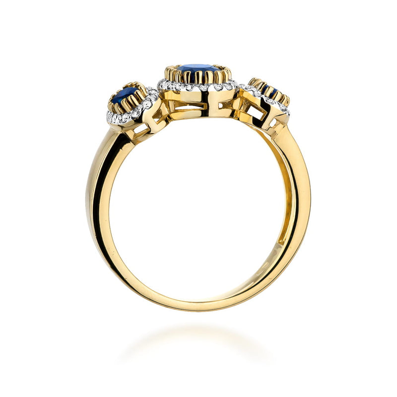 Inel Aur 9K cu Safir 0.90 ct si Diamante Naturale 0.24 ct, imaginea 3 din 8