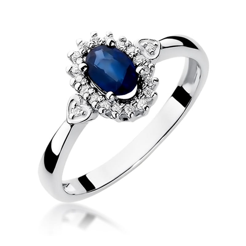 Inel Aur 9K cu Safir 0.70 ct si Diamante Naturale 0.10 ct, imaginea 5 din 7