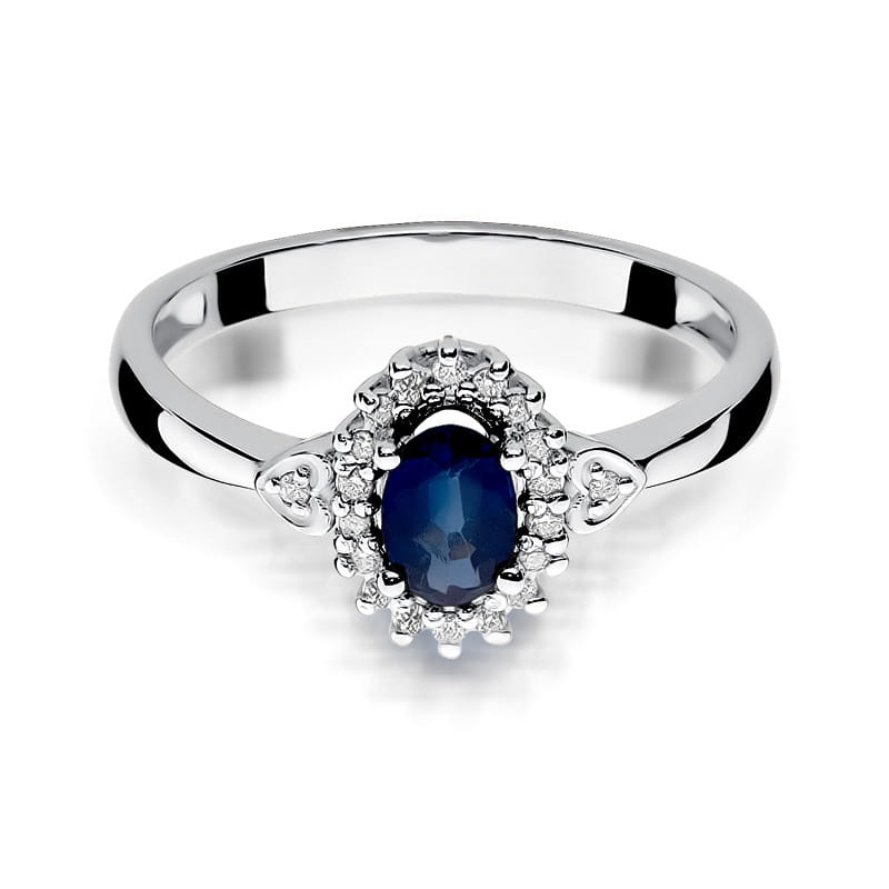 Inel Aur 9K cu Safir 0.70 ct si Diamante Naturale 0.10 ct, imaginea 6 din 7