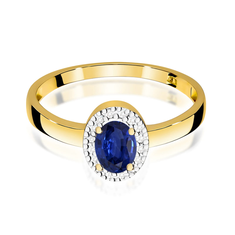 Inel Aur 9K cu Safir 0.70 ct si Diamante Naturale 0.08 ct, imaginea 2 din 8