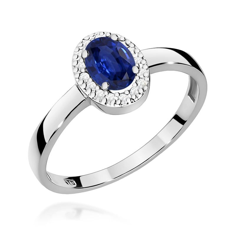 Inel Aur 9K cu Safir 0.70 ct si Diamante Naturale 0.08 ct, imaginea 5 din 8