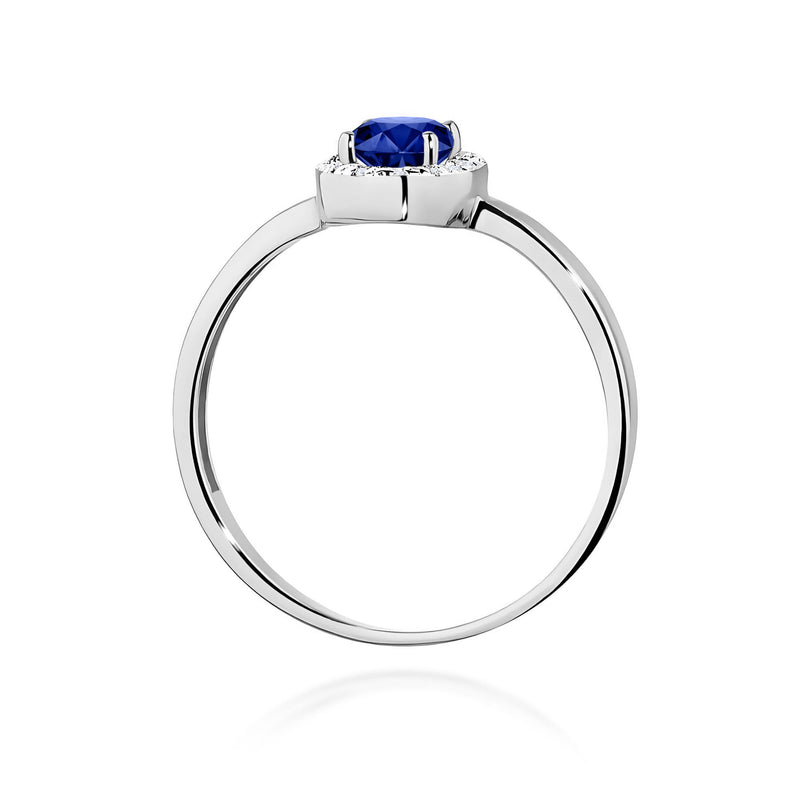 Inel Aur 9K cu Safir 0.70 ct si Diamante Naturale 0.08 ct, imaginea 7 din 8
