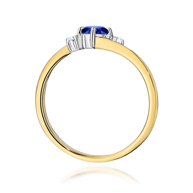 Inel Aur 9K cu Safir 0.30 ct si Diamante Naturale 0.03 ct, imaginea 3 din 8