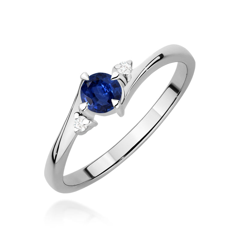 Inel Aur 9K cu Safir 0.30 ct si Diamante Naturale 0.03 ct, imaginea 5 din 8