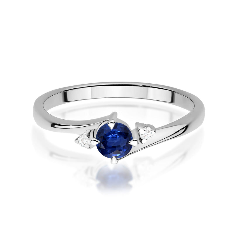 Inel Aur 9K cu Safir 0.30 ct si Diamante Naturale 0.03 ct, imaginea 6 din 8