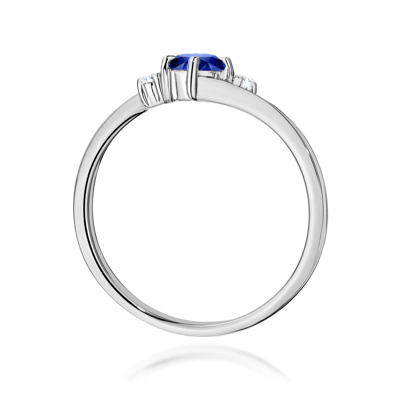 Inel Aur 9K cu Safir 0.30 ct si Diamante Naturale 0.03 ct, imaginea 7 din 8