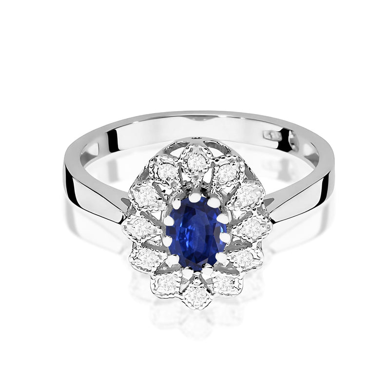 Inel Aur 9K cu Safir 0.70 ct si Diamante Naturale 0.10 ct, imaginea 6 din 8