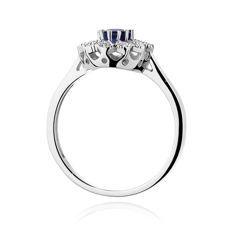 Inel Aur 9K cu Safir 0.70 ct si Diamante Naturale 0.10 ct, imaginea 7 din 8