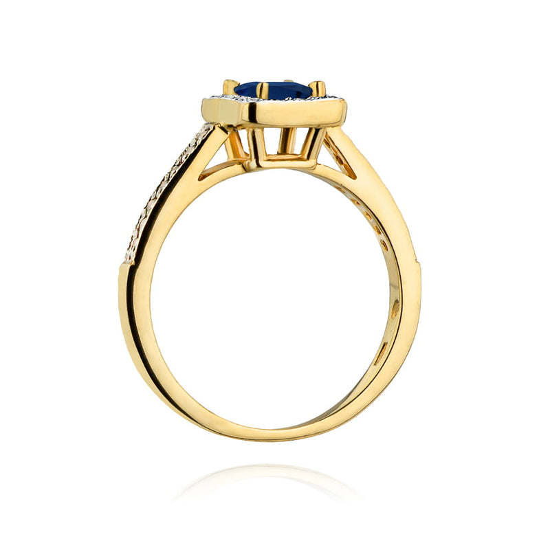Inel Aur 9K cu Safir 0.60 ct si Diamante Naturale 0.19 ct, imaginea 3 din 10