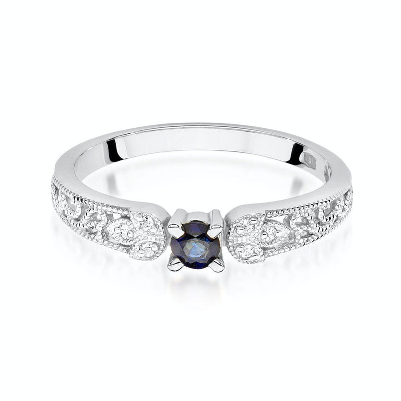 Inel Aur 9K cu Safir 0.15 ct si Diamante Naturale 0.03 ct, imaginea 6 din 7