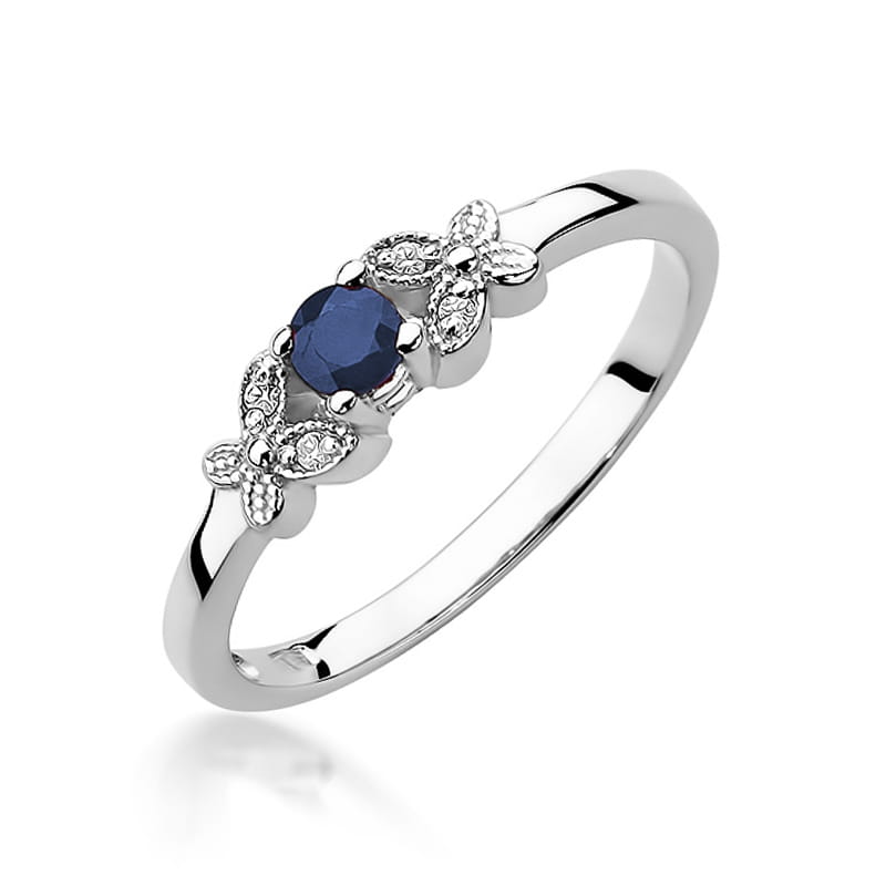Inel Aur 9K cu Safir 0.15 ct si Diamante Naturale 0.02 ct, imaginea 5 din 8