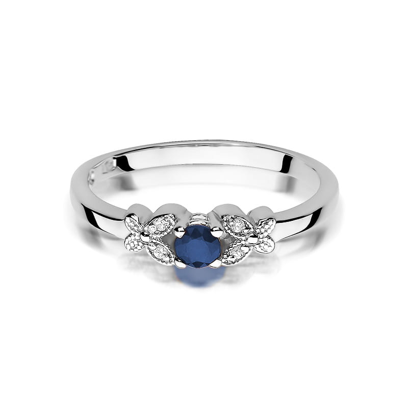 Inel Aur 9K cu Safir 0.15 ct si Diamante Naturale 0.02 ct, imaginea 6 din 8