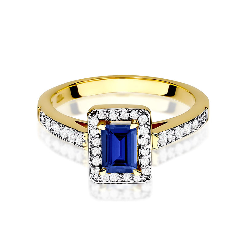 Inel Aur 9K cu Safir 0.60 ct si Diamante Naturale 0.22 ct, imaginea 2 din 8