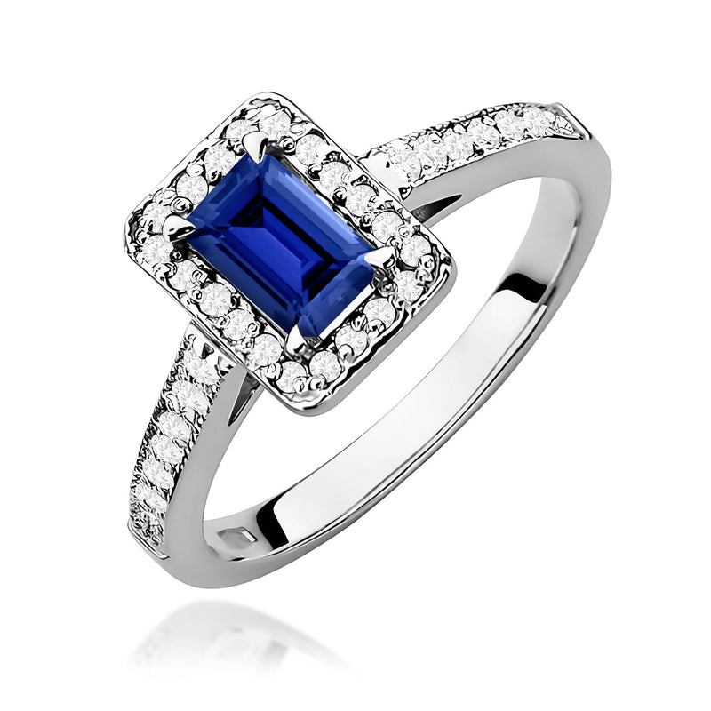 Inel Aur 9K cu Safir 0.60 ct si Diamante Naturale 0.22 ct, imaginea 5 din 8