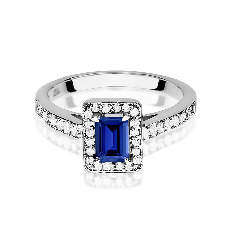 Inel Aur 9K cu Safir 0.60 ct si Diamante Naturale 0.22 ct, imaginea 6 din 8