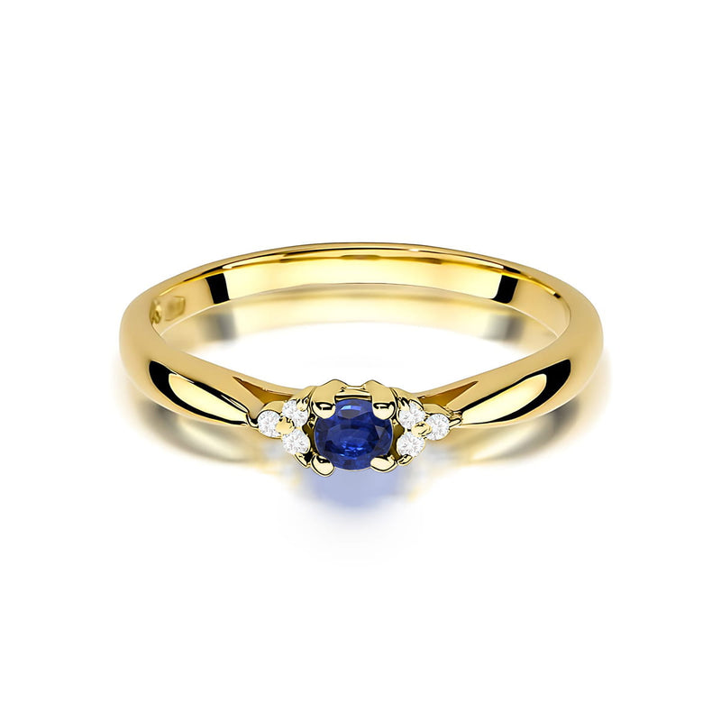 Inel Aur 9K cu Safir 0.15 ct si Diamante Naturale 0.03 ct, imaginea 2 din 8