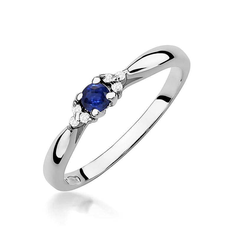 Inel Aur 9K cu Safir 0.15 ct si Diamante Naturale 0.03 ct, imaginea 5 din 8