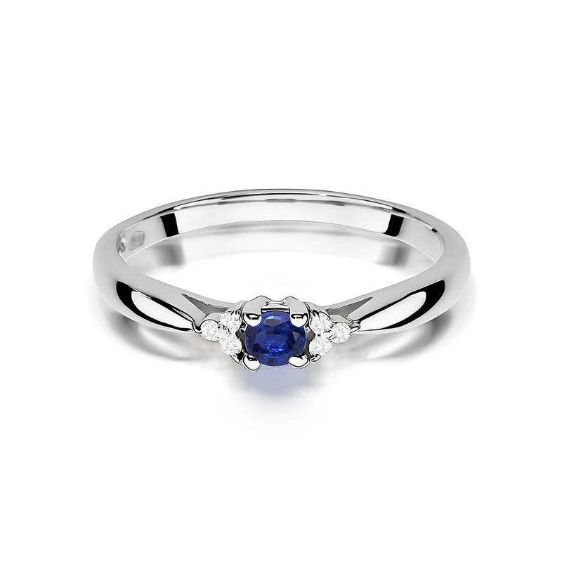 Inel Aur 9K cu Safir 0.15 ct si Diamante Naturale 0.03 ct, imaginea 6 din 8