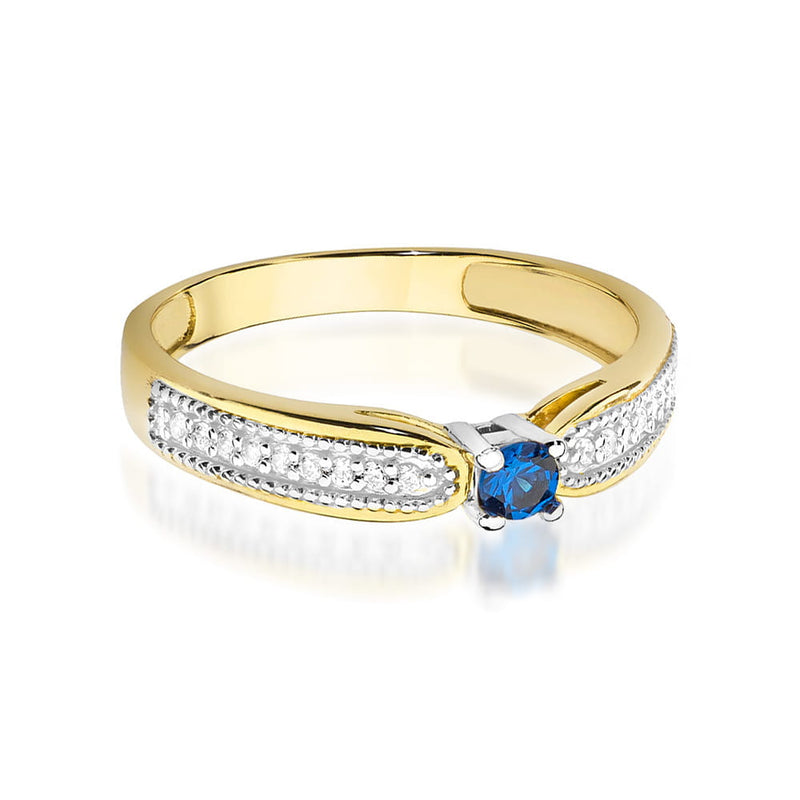 Inel Aur 9K cu Safir 0.15 ct si Diamante Naturale 0.09 ct, imaginea 2 din 8