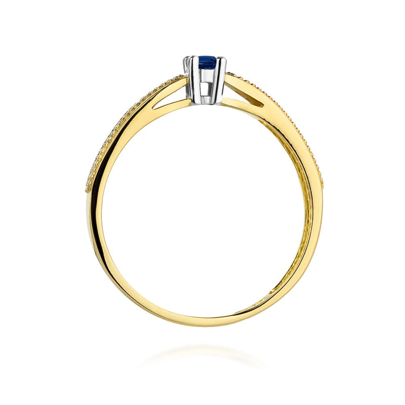 Inel Aur 9K cu Safir 0.15 ct si Diamante Naturale 0.09 ct, imaginea 3 din 8