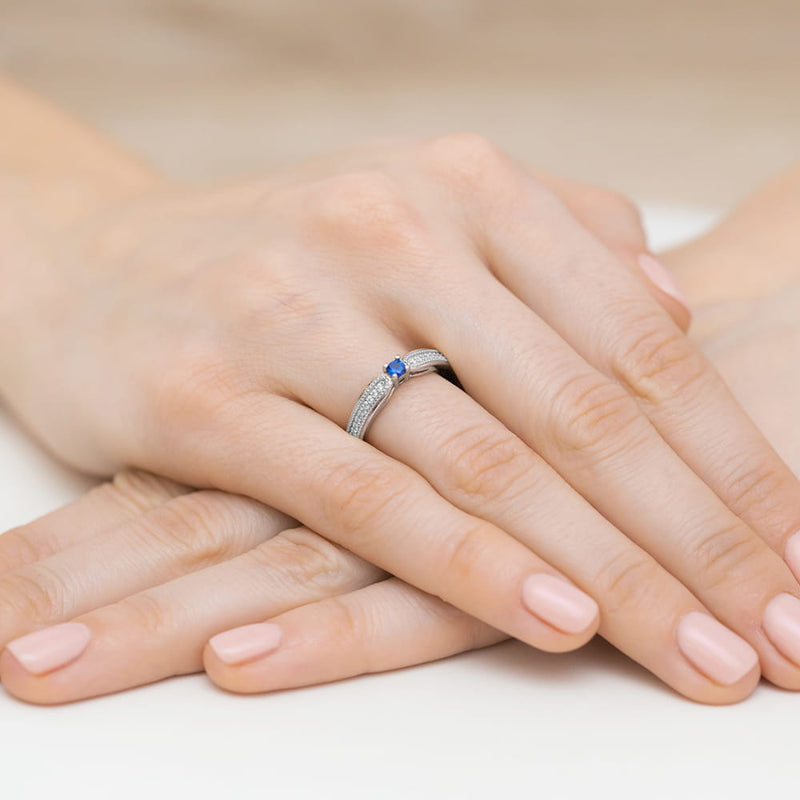 Inel Aur 9K cu Safir 0.15 ct si Diamante Naturale 0.09 ct, imaginea 8 din 8