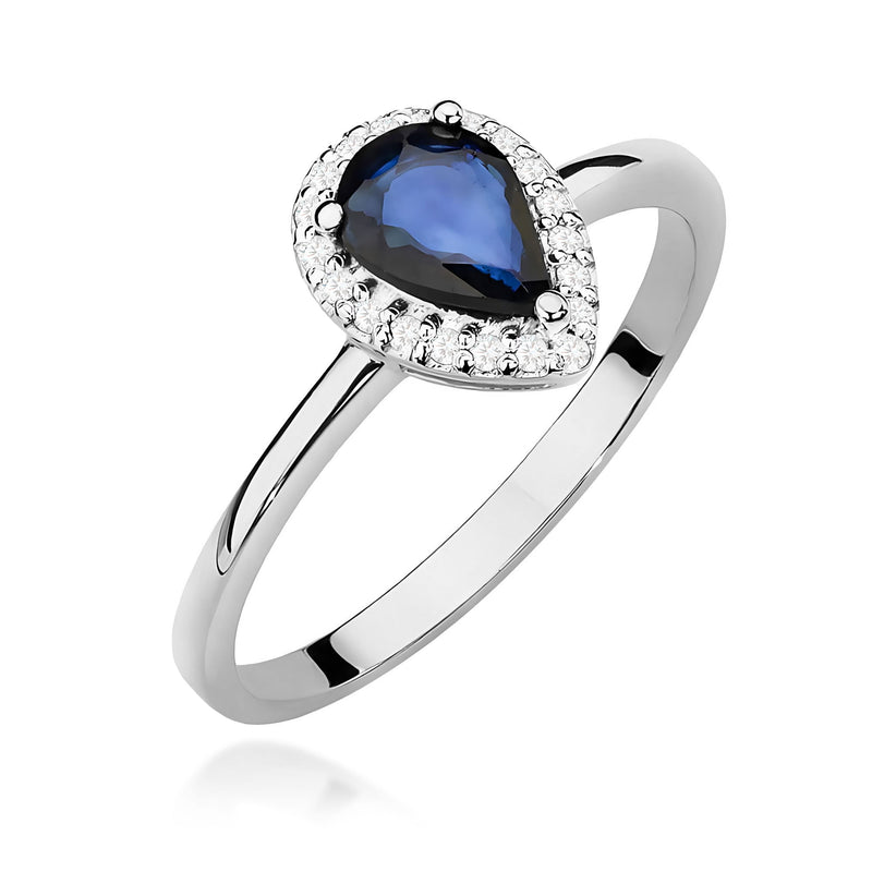 Inel Aur 9K cu Safir 0.60 ct si Diamante Naturale 0.10 ct, imaginea 5 din 8