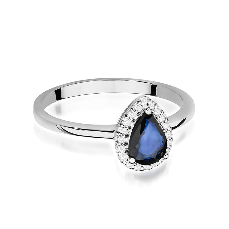 Inel Aur 9K cu Safir 0.60 ct si Diamante Naturale 0.10 ct, imaginea 6 din 8